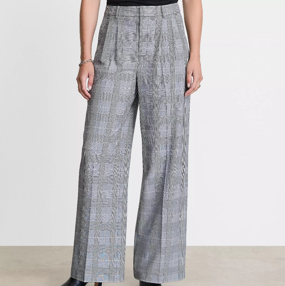 NWT LOFT Versa Seasonless Stretch Double Pleat Wide Leg Pants in Plaid